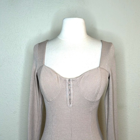 ASTR the Label Hook & Eye Bodycon Dress in Taupe Sz SML Bustier Milkmaid - Picture 6 of 14